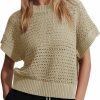 Sweaters | Saodimallsu Saodimallsu Women'S Sleeveless Knit Sweater Vest Casual Crochet Hollow Out Cap Sleeve Crewneck 2024 Summer Tank Tops