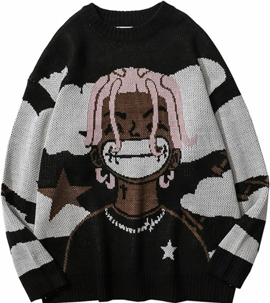 Sweaters | VIKYAN Uni Anime Rapper Knitted Sweater Oversized Long Sleeve Hip Hop Vintage Pullover Knit Sweater