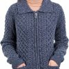 Sweaters | Original Aran Company Original Aran Wool Cable Zip Cardigan With Pockets For Women Made In Ireland