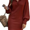 Sweaters | BTFBM Btfbm Women Casual V Neck Knit Mini Fall Sweater Dresses Long Sleeve Loose Fit Solid Color Ribbed Pullover Jumper Sweaters