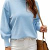 Sweaters | WEACZZY Weaczzy Women'S 2024 Fall Fashion Casual Sweaters Mock Neck Long Lantern Sleeve Lightweight Knit Pullover Sweater Tops