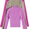 Sweaters | SHENHE Shenhe Women'S 3 Piece Mock Neck Long Sleeve Ribbed Knit Cropped Sweater Jumper Tops