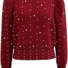 Sweaters | CHICWISH Chicwish Women Crewneck Sweater Pearl Embellished Long Sleeve Cropped Casual Sweater Pullover Tops