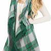 Sweaters | Inorin Inorin Womens Sleeveless Plaid Asymmetrical Hem Tassel Drape Open Front Cardigan Vest