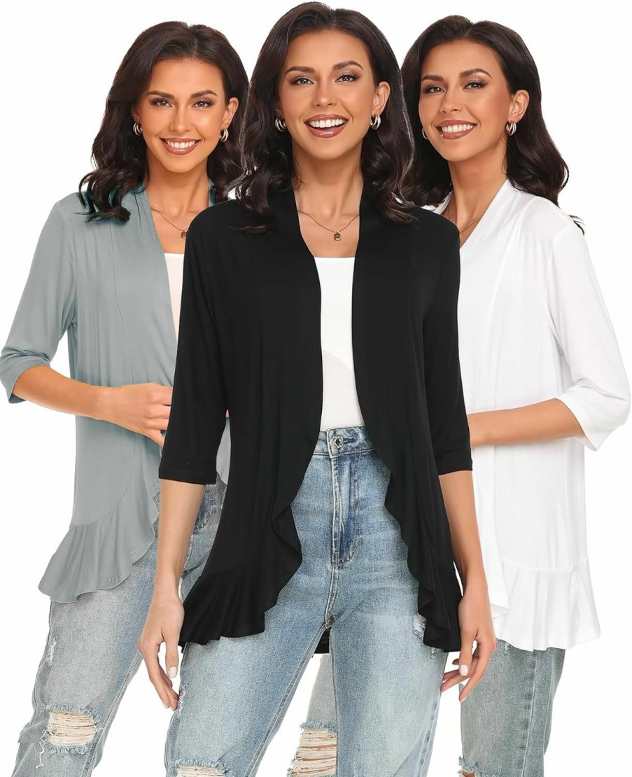 Sweaters | Argstar Argstar Women'S 3/4 Sleeve Cardigan (S-3Xl)