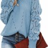 Sweaters | SHEWIN Shewin Women'S Casual Long Sleeve Crewneck Crochet Sweater Lightweight Knit Pullover Sweaters Tops