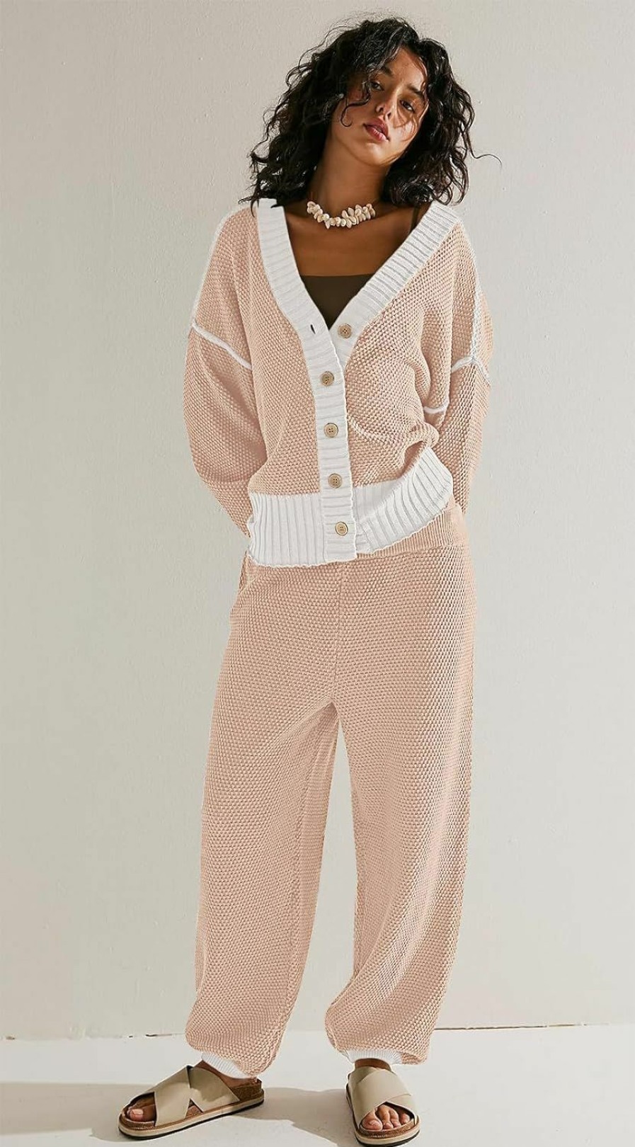 Sweaters | SAUKOLE Saukole Womens Two Piece Outfits Knit Sweater Sets Oversized Button Down Cardigan And Long Pants Matching Lounge Set