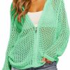 Sweaters | Saodimallsu Saodimallsu Womens Crochet Lightweight Cardigans Zip Up Hooded Long Sleeve Knit Sweaters Mesh Beach Swim Cover Up