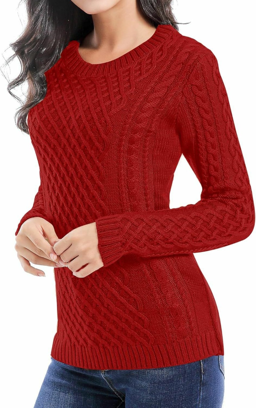 Sweaters | v28 V28 Women Crew Neck Korea Knit Stretchable Elasticity Long Sleeve Sweater Jumper