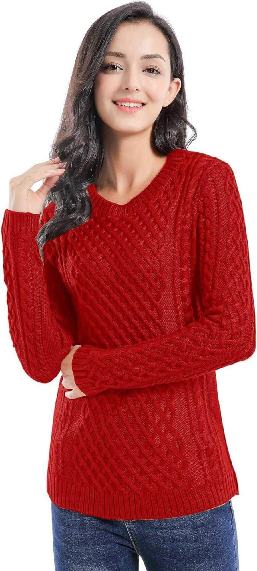 Sweaters | v28 V28 Women Crew Neck Korea Knit Stretchable Elasticity Long Sleeve Sweater Jumper