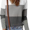 Sweaters | Dokotoo Dokotoo Womens Fashion 2023 Sweaters Casual Long Sleeve Crewneck Color Block Patchwork Pullover Waffle Knit Sweater Tops