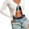 Sweaters | SOLY HUX Soly Hux Women'S V-Neck Tie Front Long Sleeve Rib-Knit Cardigan Sweater Crop Top