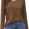 Sweaters | OPREXO Women'S V Neck Pullover Sweater Long Sleeve Soft Knit Lightweight Sweater Tops