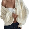 Sweaters | SweatyRocks Sweatyrocks Women'S Cable Knit Long Sleeve V Neck Cardigan Drop Shoulder Button Front Sweater