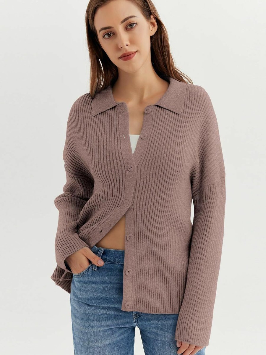 Sweaters | LILLUSORY Lillusory Women'S Cardigan 2023 Long Sleeve Button Down Sweater Shirts Lightweight Collared Loose Cozy Knit Tops