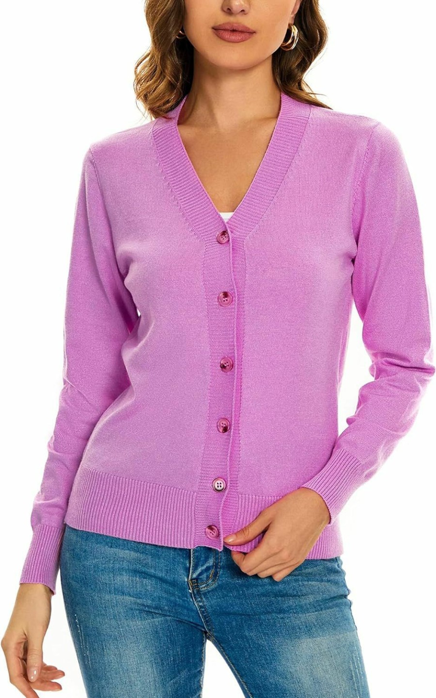 Sweaters | Huuloo Women'S V Neck Button Down Long Sleeve Cardigan Sweater