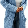 Sweaters | Bwogeeya Women Hooded Open Front Cardigan Cable Knit Sweaters Solid Color Chunky Long Sweater Coats