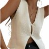 Sweaters | Sunwittafy Crochet Knit Vest Top For Women Hollow Out Button Down V Neck Crochet Crop Top Sleeveless Sweater Vintage Streetwear