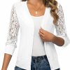 Sweaters | Tralilbee Tralilbee Women'S 3/4 Sleeve Cardigans Open Front V Neck Lace Button Down Bolero Shrugs For Dresses S-Xl