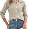 Sweaters | Saodimallsu Saodimallsu Womens Cable Knit Cropped Sweaters Long Sleeve Collar Open Front Button Down Cardigans