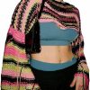 Sweaters | Aonoapll Women Y2K Crochet Knit Crop Top Tassel Long Sleeve Color Block Shrug Sweater Striped Pullover Cropped Sweaters