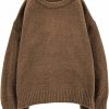 Sweaters | XIBAOBAO Xibaobao Women'S Long Sleeve Crew Neck Loose Mohair Sweater Fuzzy Cozy Oversized Knitted Pullover