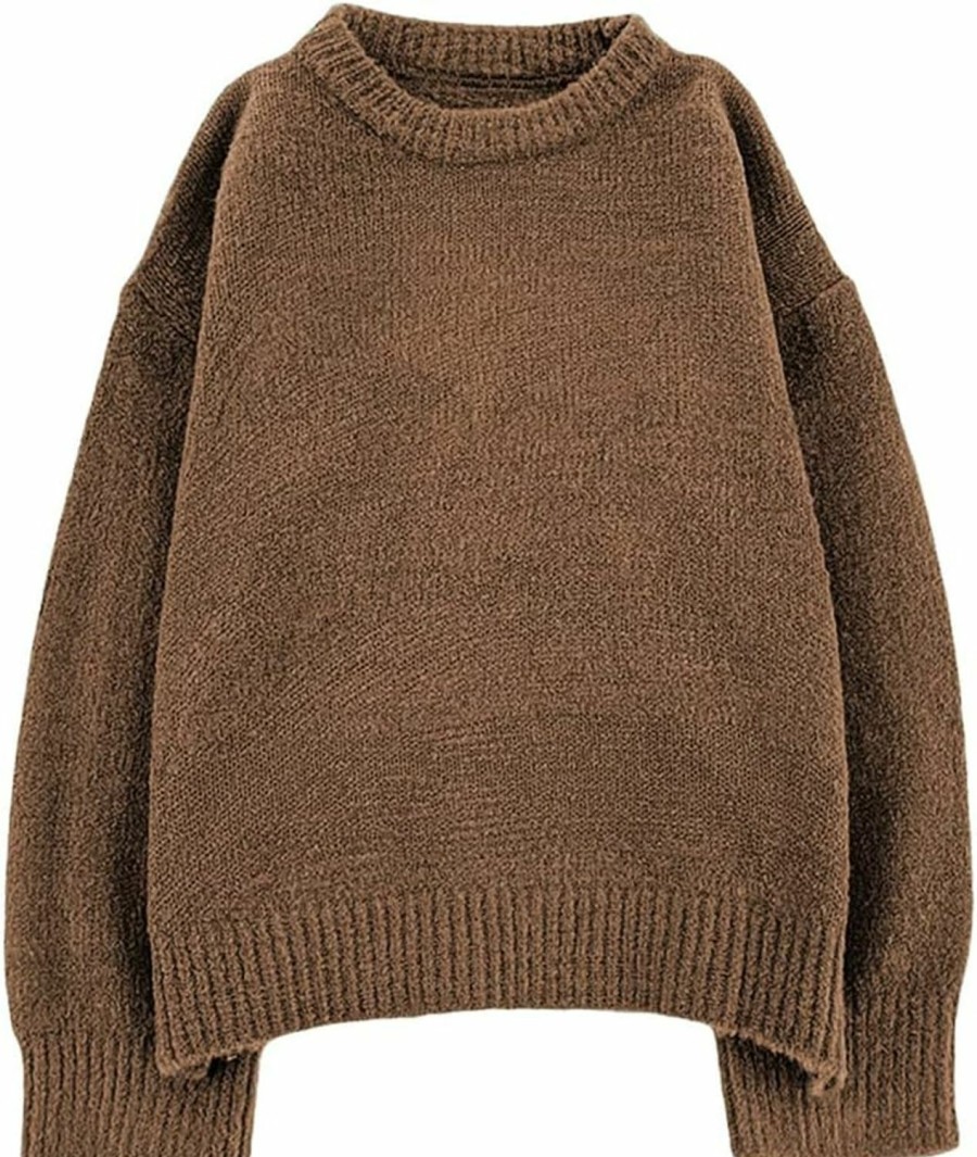 Sweaters | XIBAOBAO Xibaobao Women'S Long Sleeve Crew Neck Loose Mohair Sweater Fuzzy Cozy Oversized Knitted Pullover