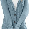 Sweaters | Sidefeel Sidefeel Women Hooded Fleece Lined Sweater Cardigan Button Down Front Winter Coat