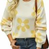 Sweaters | ECOWISH Ecowish Women Valentine Heart Sweater V Neck Embroidery Knit Loose Casual Long Sleeve Ribbed Pullover Sweaters