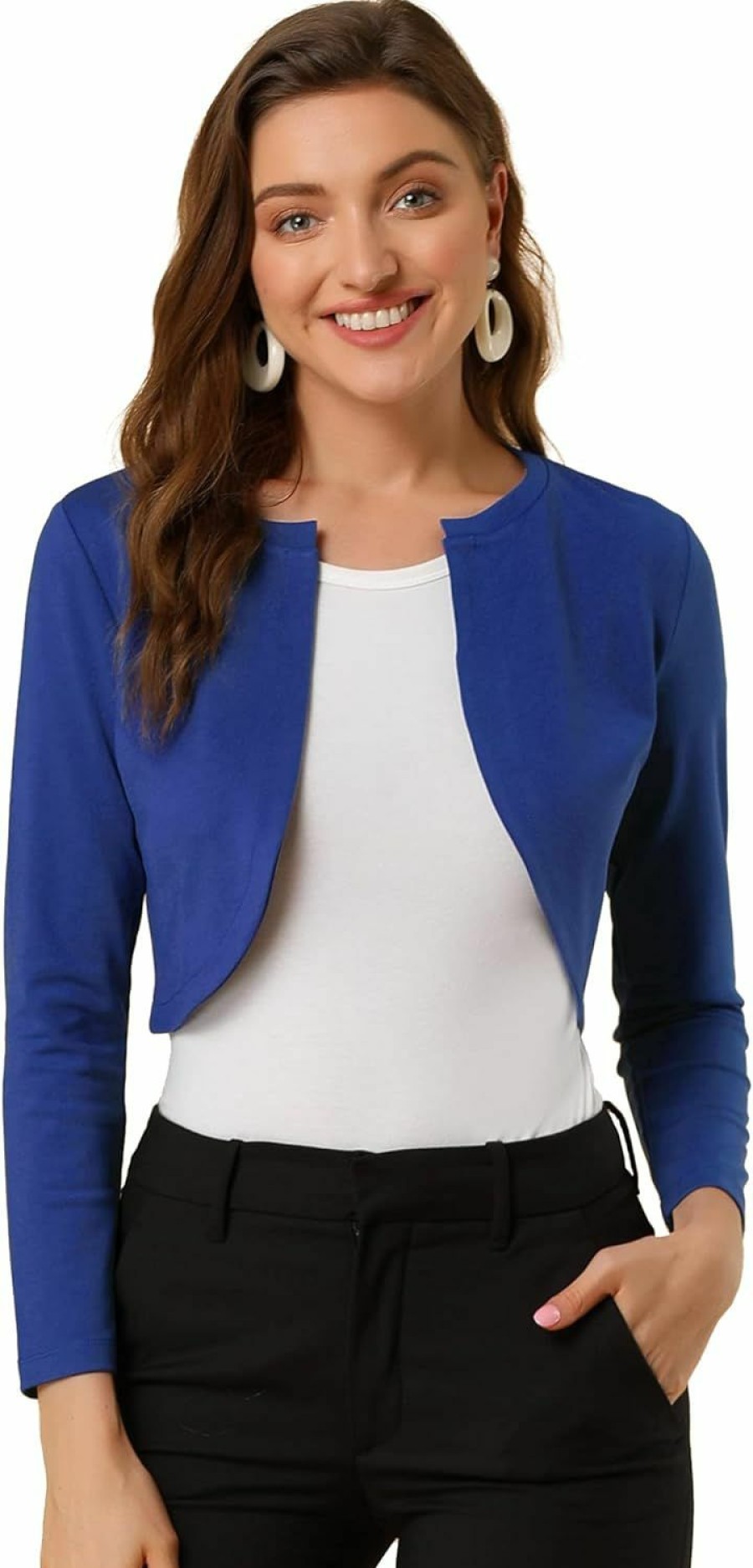 Sweaters | Allegra K Allegra K Women'S Curved Hem Crop Top Open Front Bolero Shrug