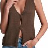 Sweaters | BZB Bzb Sweater Tank Tops For Women 2024 Summer Basic V Neck Crochet Knit Vest Sexy Button Casual Y2K Sweater Sleeveless Top