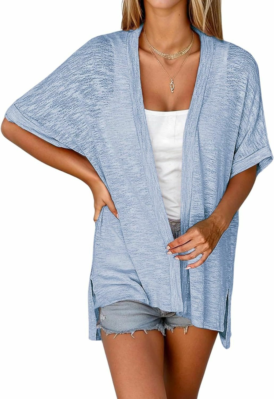 Sweaters | Zeagoo Zeagoo Womens Lightweight Cardigan 2024 Summer 3/4 Sleeve Cardigans Open Front Beach Coverup,S-Xxl