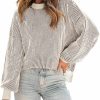 Sweaters | lvatr Chenille Sweater For Women 2024 Spring Casual Striped Pullover Long Sleeve Color Block Knit Top Jumpers