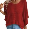 Sweaters | AGWISH Women'S Casual Half Bat Sleeve Loose V Neck Tunic Tops Lightweight Knit Pullover Sweater Blouses