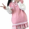 Sweaters | WANHONGYUE My Melody Sweater Vest Women V Neck Knit Sweaters Girls School Uniform Anime Sleeveless Pullover Tank Tops