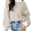 Sweaters | Disamer Fall Sweaters For Women 2023 Long Sleeve Striped Oversized Sweaters Trendy Casual Crew Neck Knitted Tops Pullover Jumper