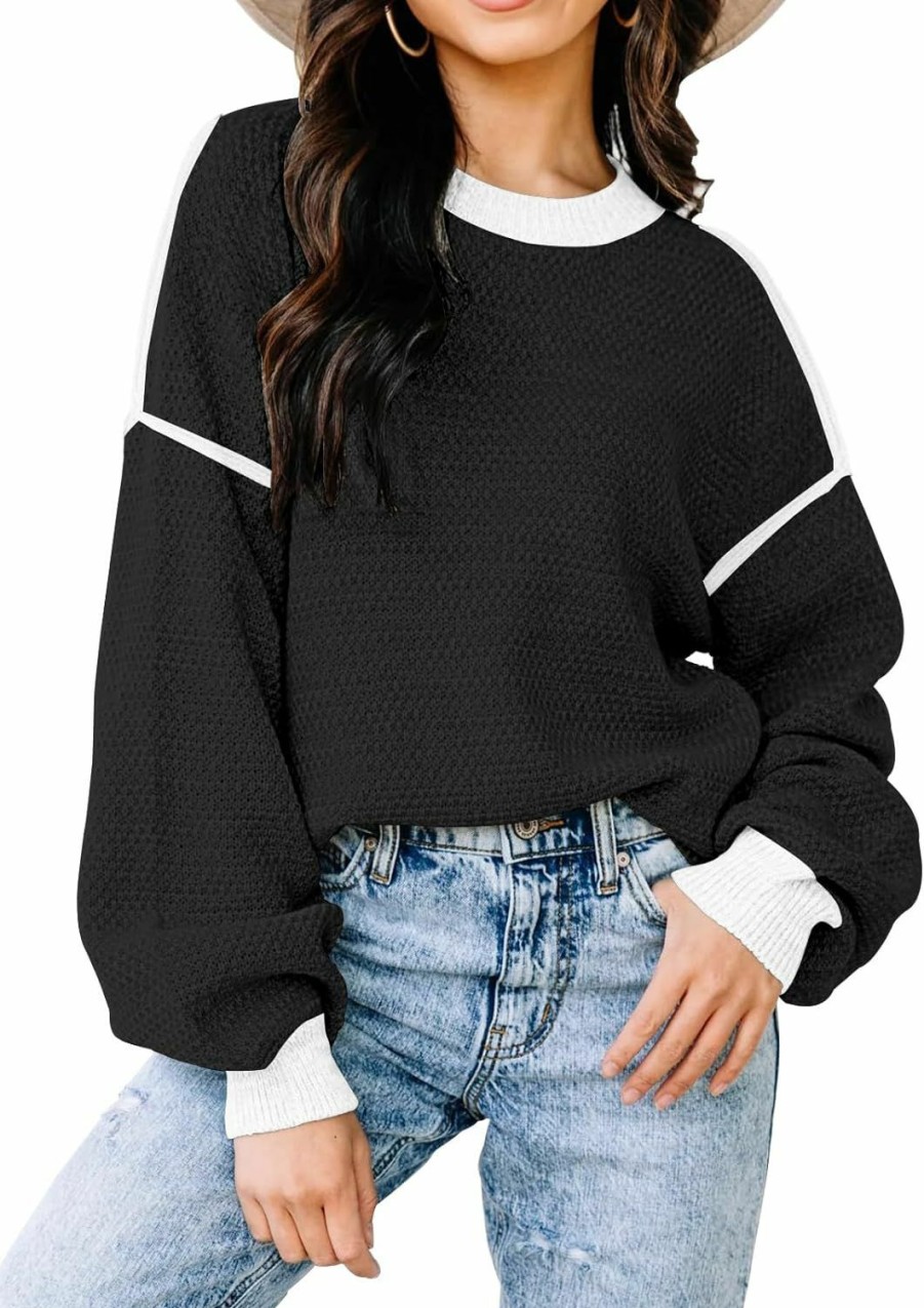 Sweaters | Disamer Fall Sweaters For Women 2023 Long Sleeve Striped Oversized Sweaters Trendy Casual Crew Neck Knitted Tops Pullover Jumper