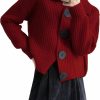 Sweaters | JASCLS Jascls Women'S Chunky Knit Open Front Sweater Long Sleeve Button Loose Short Cardigan Outerwear Coats