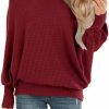 Sweaters | Lacozy Lacozy Women'S Off The Shoulder Tops Waffle Knit Oversized Sweatshirt Long Sleeve Tunic Shirts Pullover Sweaters