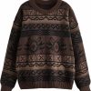 Sweaters | SHENHE Shenhe Women'S Oversized Skeleton Pattern Ripped Round Neck Sweater Pullover