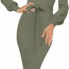 Sweaters | HAEOF Haeof Womens 2024 Spring Sweater Dress Elegant Ribbed Knit Crewneck Long Puff Sleeve Bodycon Fall & Winter Midi Dress