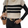 Sweaters | SHENHE Shenhe Women'S Striped Sweater Vest Crew Neck Short Sleeve Casual Sweater Pullover