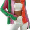 Sweaters | Verdusa Verdusa Women'S Colorblock Collar Long Sleeve Button Down Cardigan Sweater