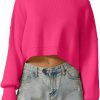 Sweaters | QINSEN Qinsen Women'S Mock Neck Cropped Sweater Long Sleeve Drop Shouler Oversized Knit Pullover Tops