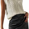 Sweaters | OYOANGLE Oyoangle Women'S Cable Knit V Neck Sweater Vest Sleeveless Ribbed Crop Top