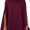 Sweaters | KIRUNDO Kirundo Women'S 2024 Fall Winter Turtleneck Poncho Sweater Fashion Chunky Knit Cape Wrap Sweaters Pullover Jumper Tops