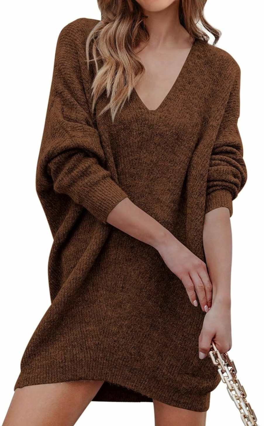 Sweaters | PRETTYGARDEN Prettygarden Women'S Pullover Sweater Dress Casual Long Sleeve Ribbed Knit V Neck Loose Oversized Sweaters Dresses