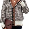 Sweaters | COZYEASE Cozyease Women'S Oversized Plaid Button Front Cardigan Open Front V Neck Cardigan Drop Shoulder Knit Sweater