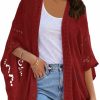 Sweaters | Ermonn Ermonn Crochet Cardigan Sweaters For Women Open Front Kimono Batwing Sleeve Plain Casual Lightweight Outerwear