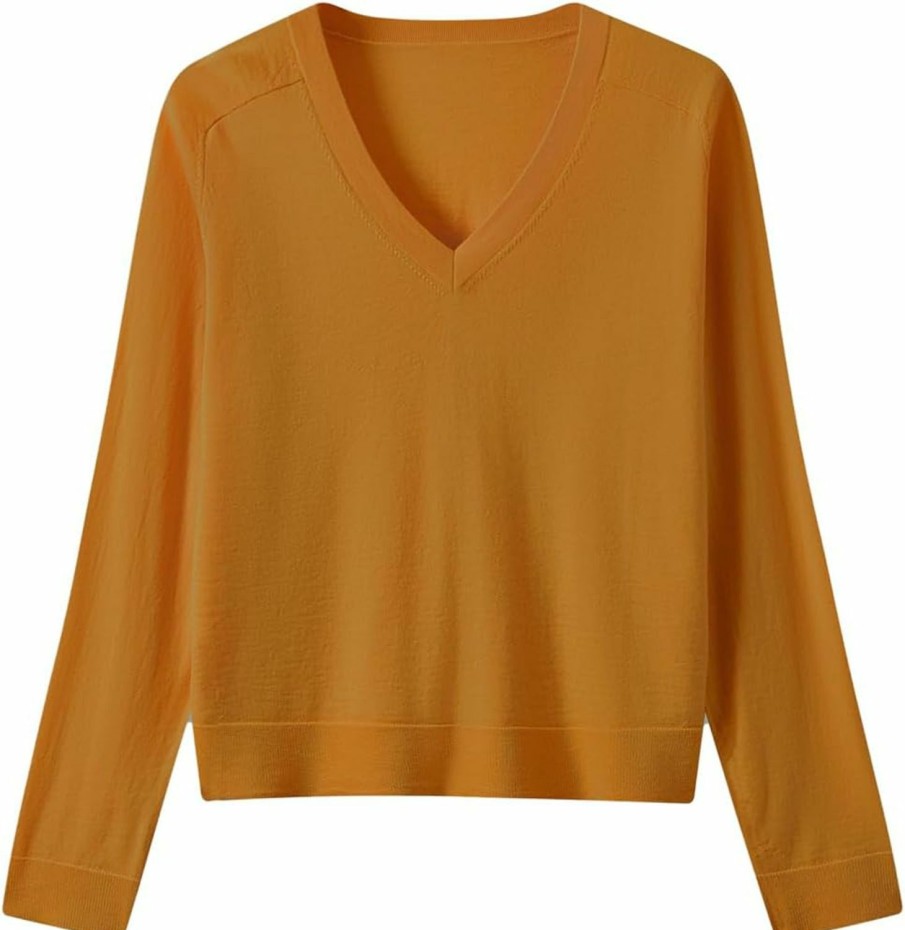 Sweaters | zhilifs Women'S Merino Wool Sweater Casual Lightweight V-Neck Raglan Sleeve Top Pullover